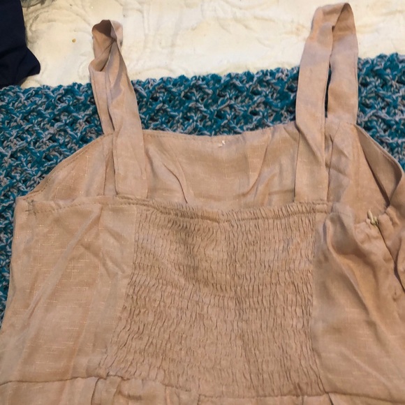 Tan linen midi dress - Picture 3 of 5
